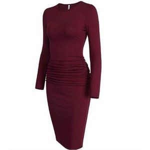 Missufe Long Sleeve Ruched Bodycon Sundress